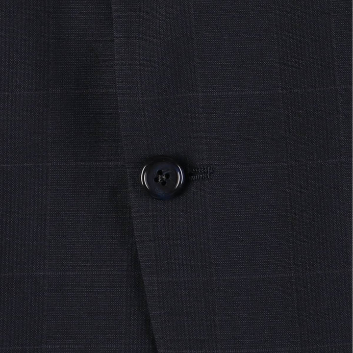 Burberry's Check Pattern Wool Tailored Jacket, Made in USA, Men's Size Medium wool navy blue type Vintage Second Hand