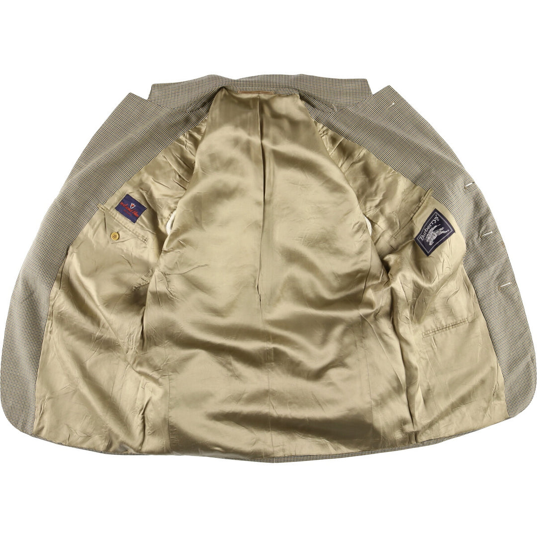 Burberry's Houndstooth Pattern Wool Tailored Jacket, Men's Size L wool gray type Vintage Second Hand