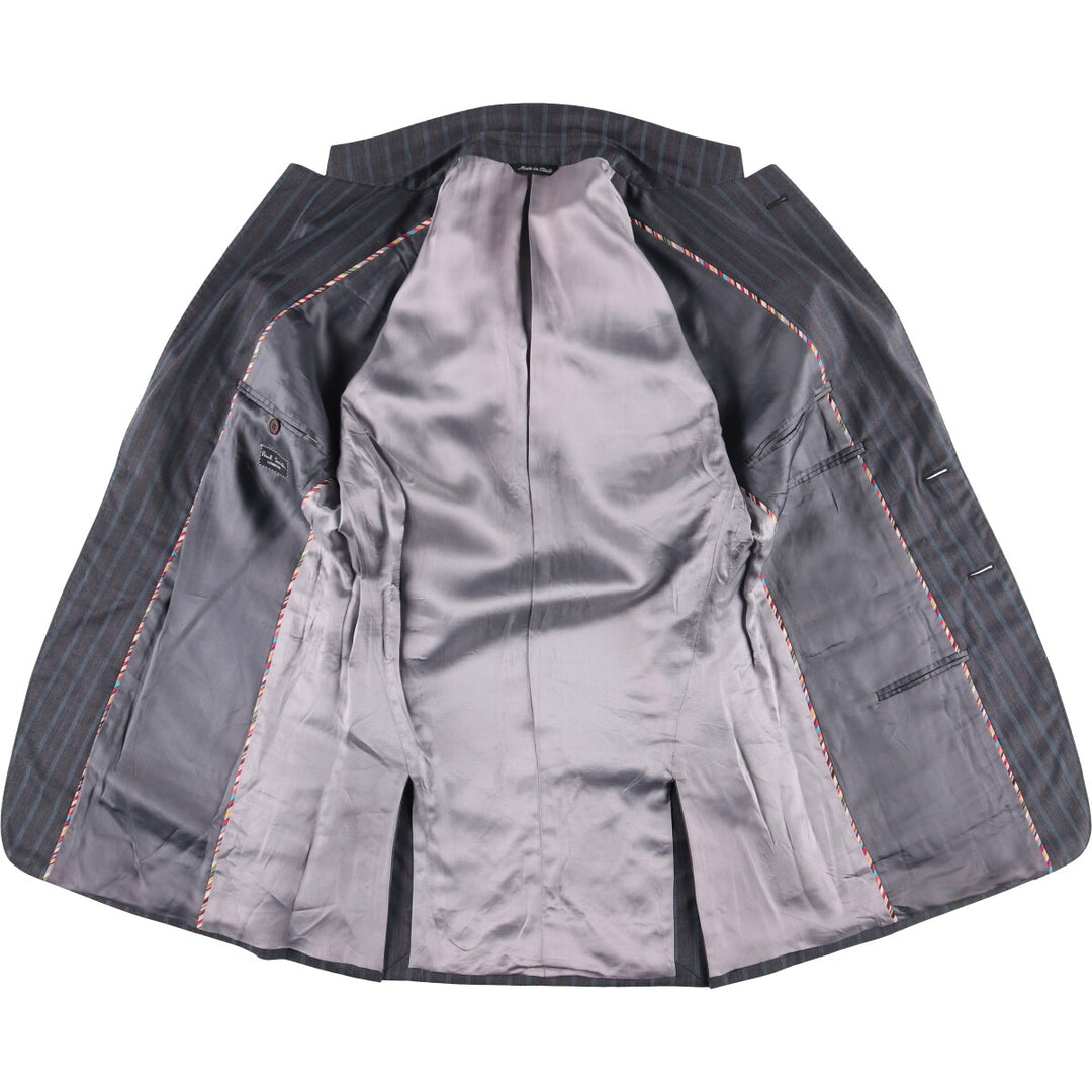 Paul Smith LONDON Striped Wool Tailored Jacket, Made in Italy, Men's Size Small wool gray type Vintage Second Hand