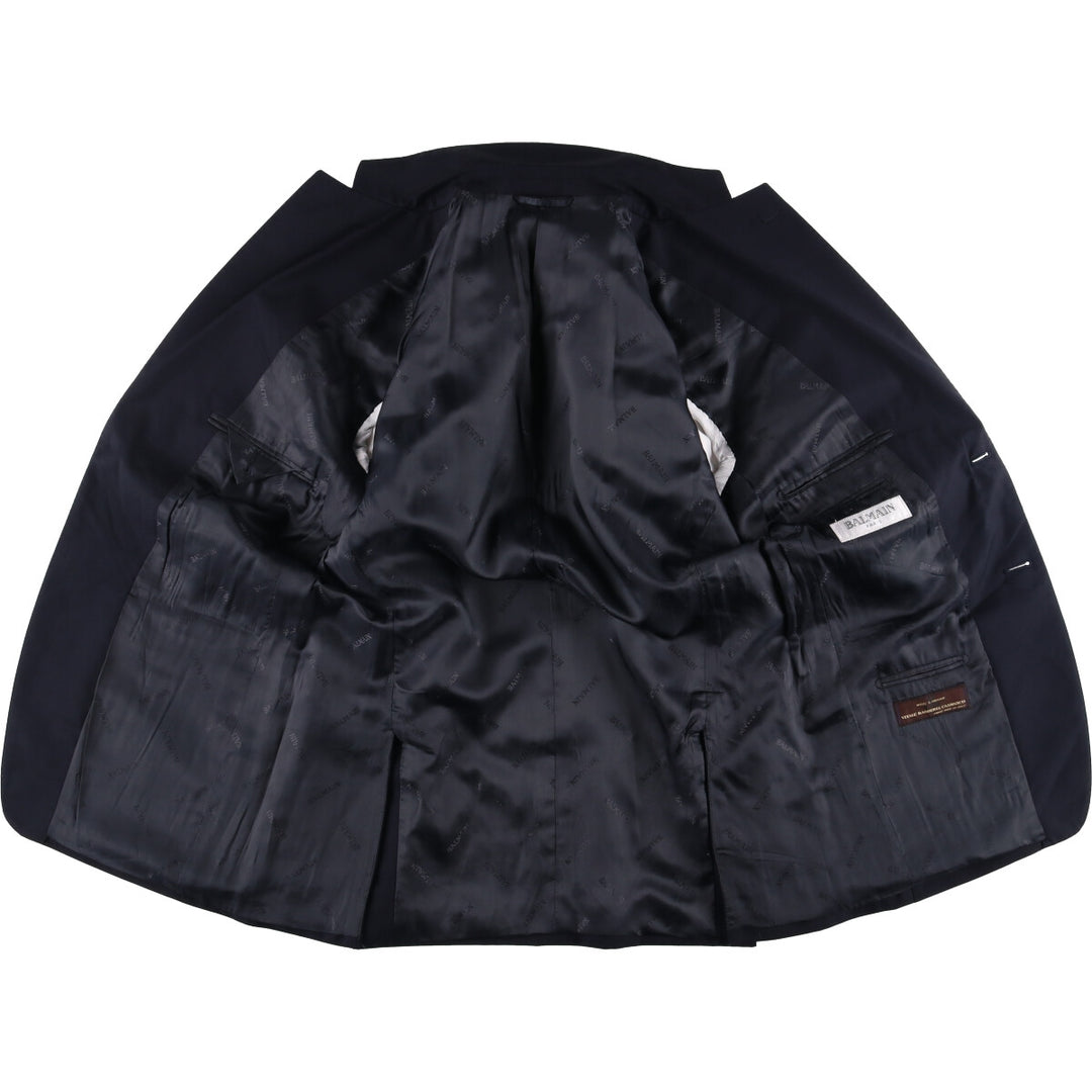 Balmain Mohair-blend Wool Tailored Jacket, Men's Size M wool navy blue type Vintage Second Hand