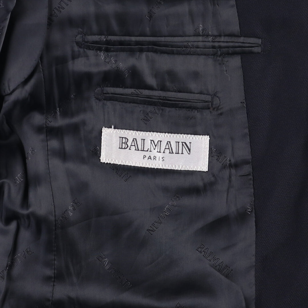 Balmain Mohair-blend Wool Tailored Jacket, Men's Size M wool navy blue type Vintage Second Hand