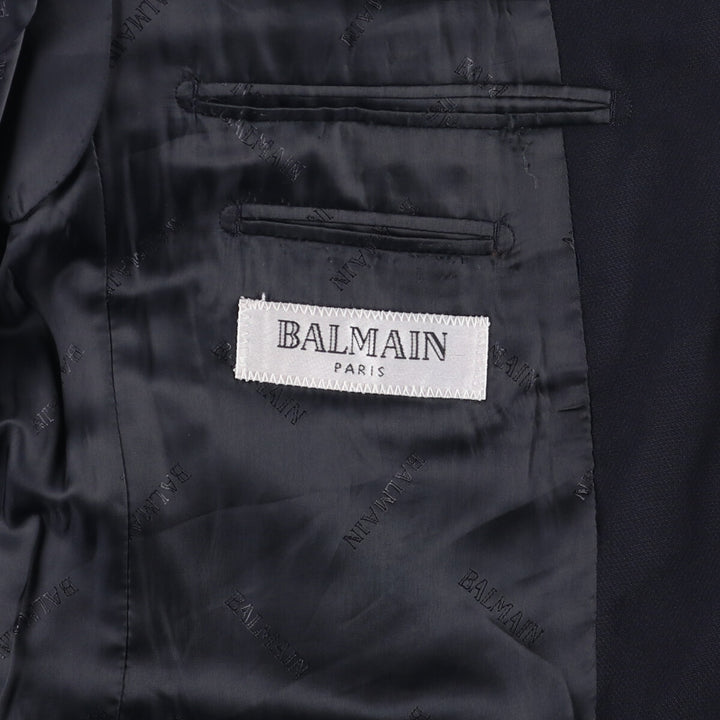 Balmain Mohair-blend Wool Tailored Jacket, Men's Size M wool navy blue type Vintage Second Hand