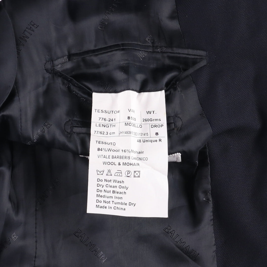 Balmain Mohair-blend Wool Tailored Jacket, Men's Size M wool navy blue type Vintage Second Hand