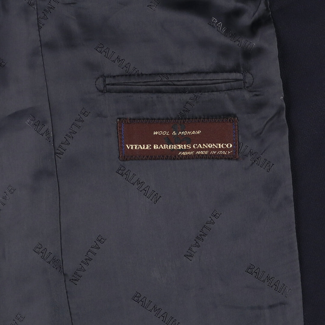 Balmain Mohair-blend Wool Tailored Jacket, Men's Size M wool navy blue type Vintage Second Hand