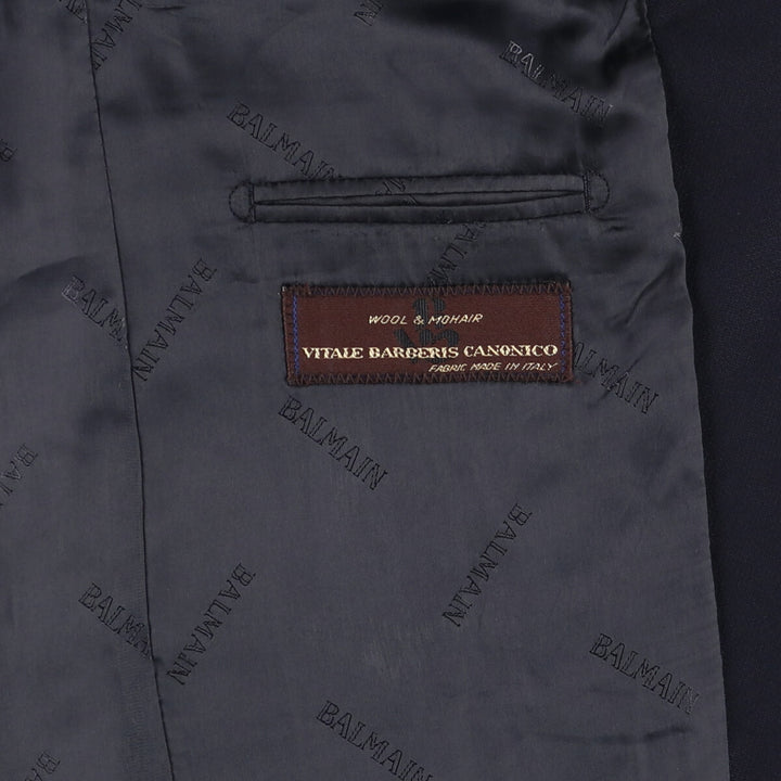 Balmain Mohair-blend Wool Tailored Jacket, Men's Size M wool navy blue type Vintage Second Hand