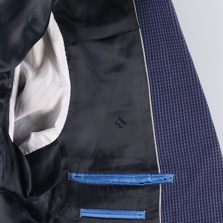 Balmain Slim Fit Check Pattern Wool Tailored Jacket, Men's Size Small wool blue type Vintage Second Hand