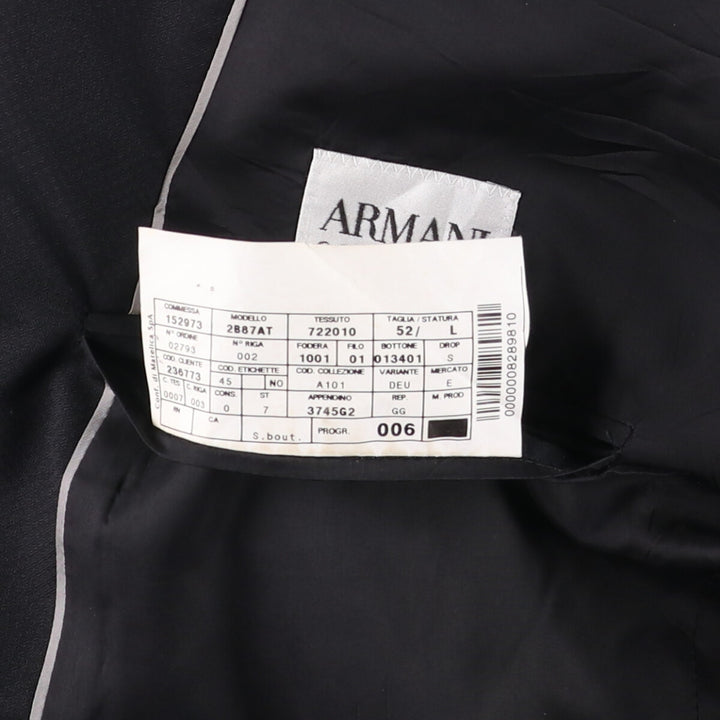 Armani ARMANI COLLEZIONI wool tailored jacket, men's size L wool black type Vintage Second Hand