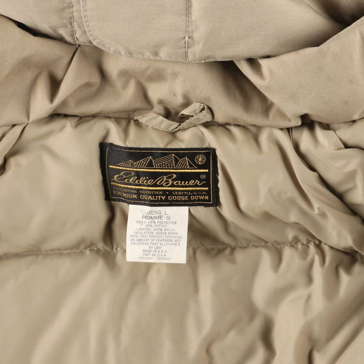 Vintage 1970'S Eddie Bauer goose down parka with black tag, made in the USA, size L, men's polyester Beige type Vintage Second Hand