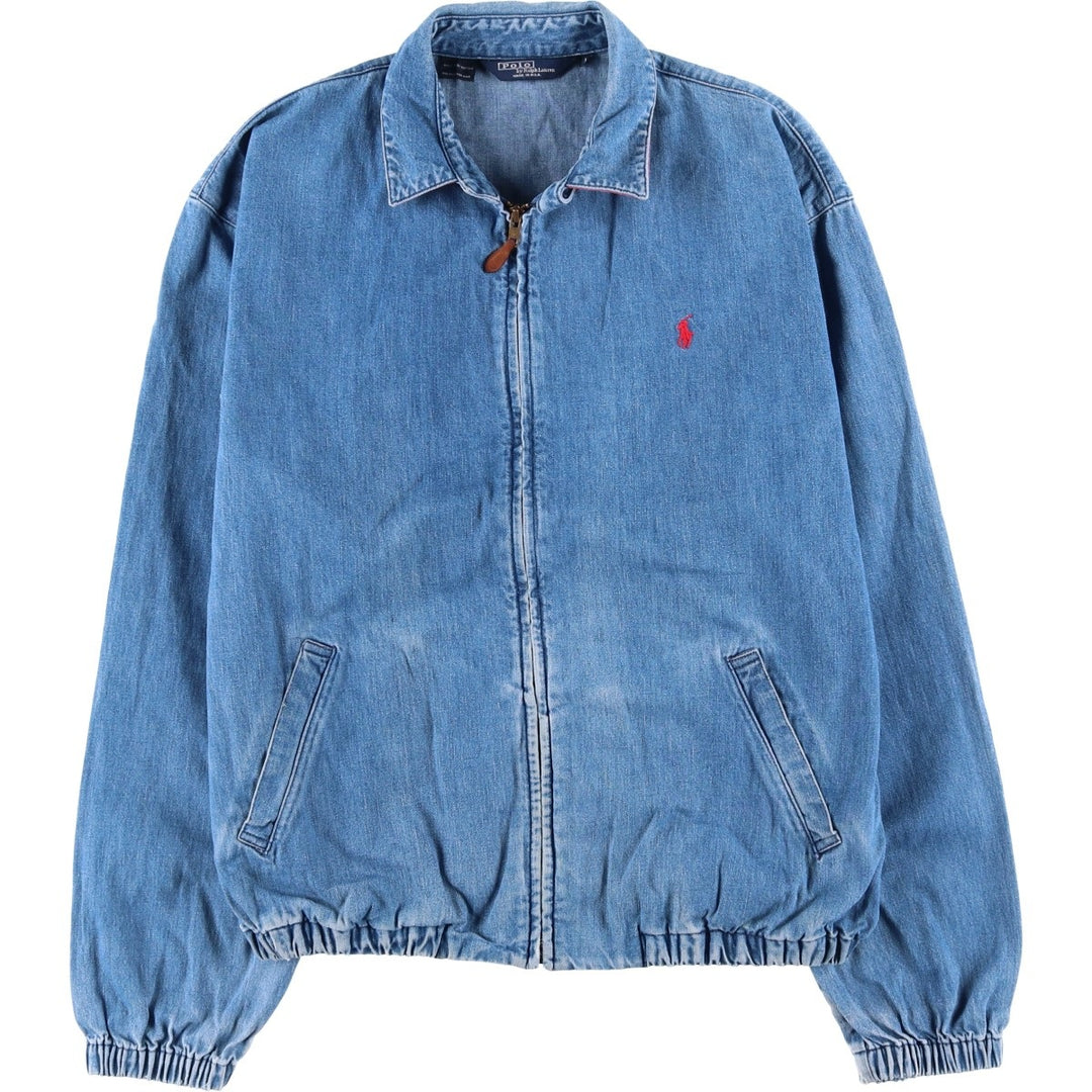 Vintage 90'S Polo by Ralph Lauren swing-top denim jacket, made in the USA, size L. cotton blue type Vintage Second Hand