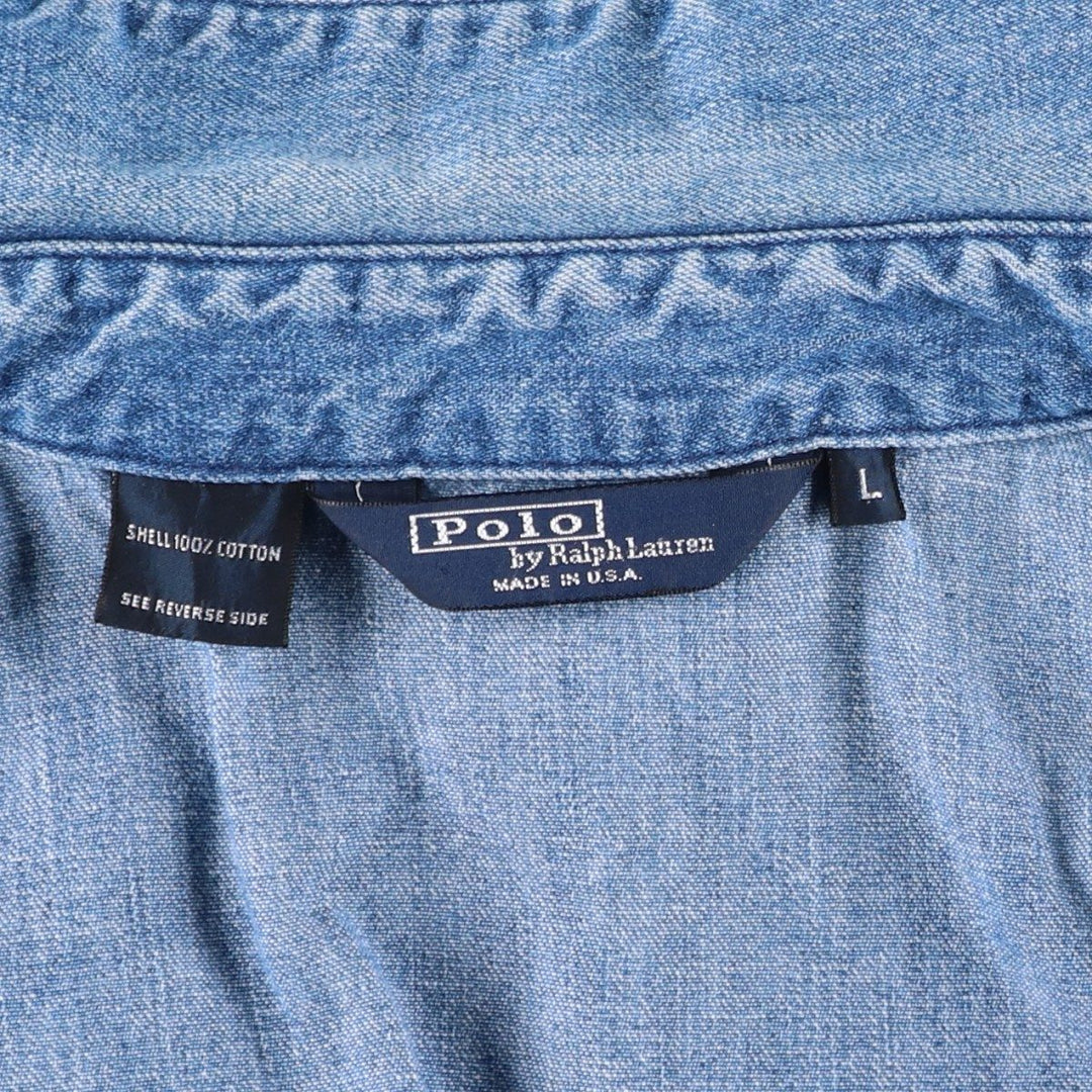 Vintage 90'S Polo by Ralph Lauren swing-top denim jacket, made in the USA, size L. cotton blue type Vintage Second Hand
