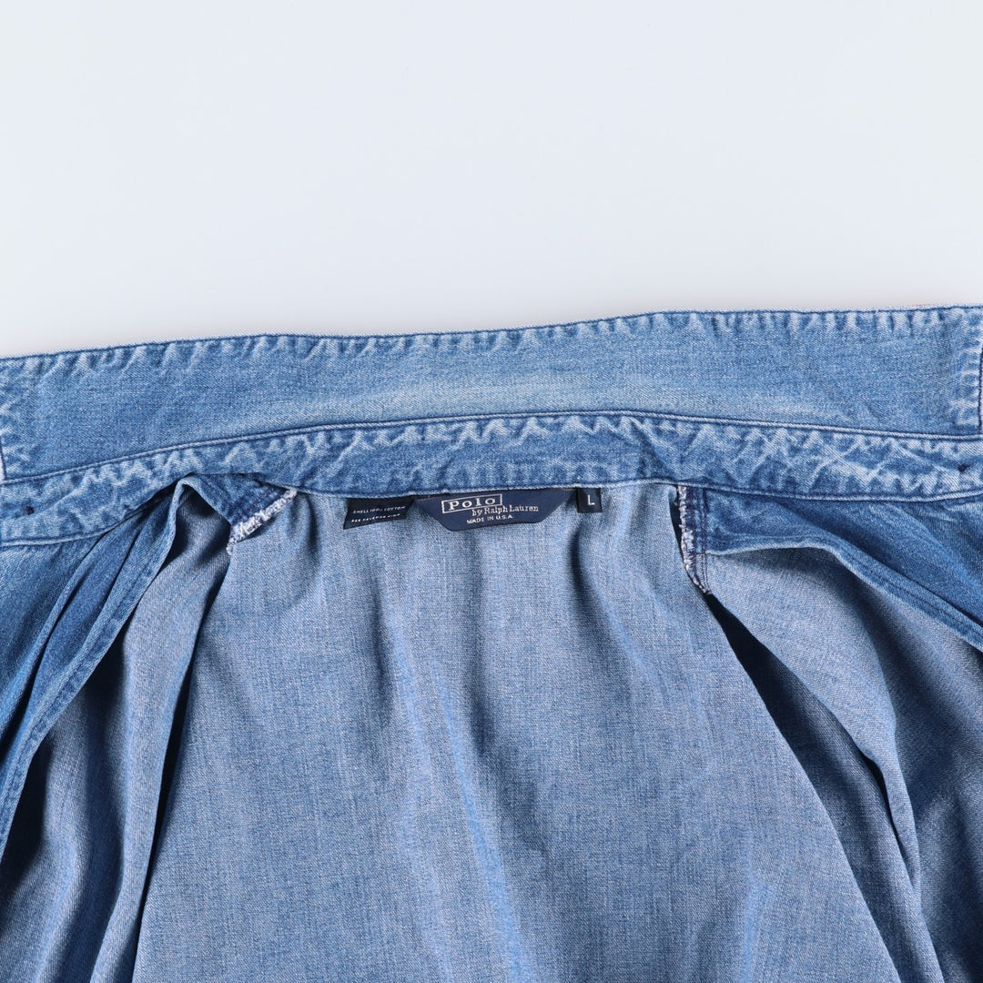 Vintage 90'S Polo by Ralph Lauren swing-top denim jacket, made in the USA, size L. cotton blue type Vintage Second Hand