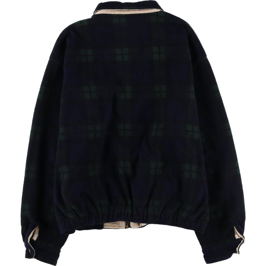POLO by Ralph Lauren Check Pattern Blackwatch Check Fleece Jacket, Made in Canada, Men's XL polyester navy blue type Vintage Second Hand