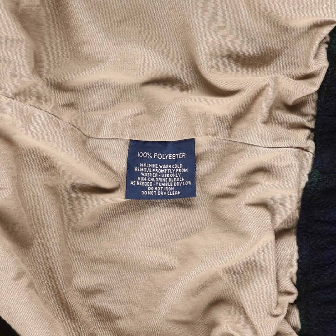 POLO by Ralph Lauren Check Pattern Blackwatch Check Fleece Jacket, Made in Canada, Men's XL polyester navy blue type Vintage Second Hand