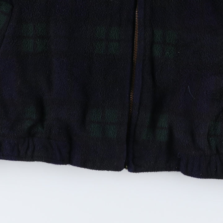 POLO by Ralph Lauren Check Pattern Blackwatch Check Fleece Jacket, Made in Canada, Men's XL polyester navy blue type Vintage Second Hand
