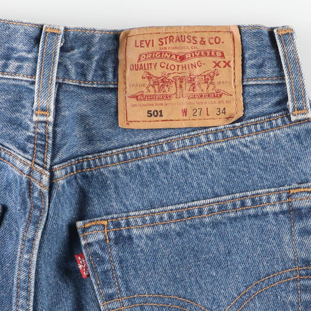 Vintage 90'S Levi's 6501-0115 Straight-leg Denim Pants, Made in USA, Women's Size L (W27) cotton blue type Vintage Second Hand