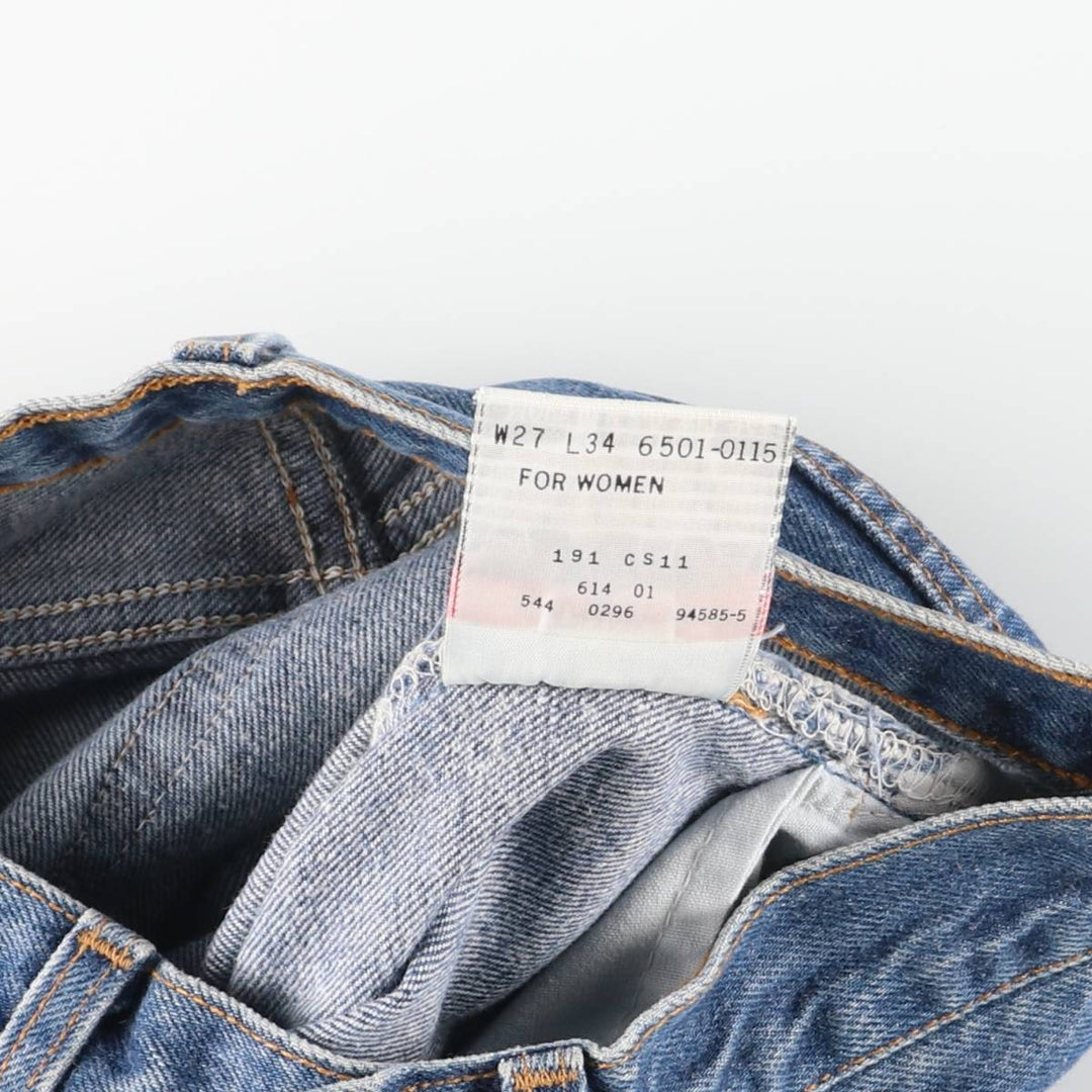 Vintage 90'S Levi's 6501-0115 Straight-leg Denim Pants, Made in USA, Women's Size L (W27) cotton blue type Vintage Second Hand