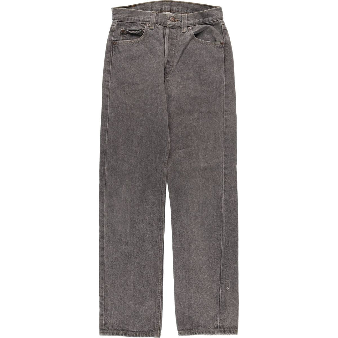 Vintage 90'S Levi's 501-0658 black denim straight-leg jeans, made in the USA, size L (w27), women's. cotton black type Vintage Second Hand