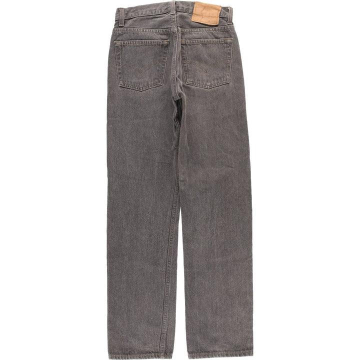 Vintage 90'S Levi's 501-0658 black denim straight-leg jeans, made in the USA, size L (w27), women's. cotton black type Vintage Second Hand
