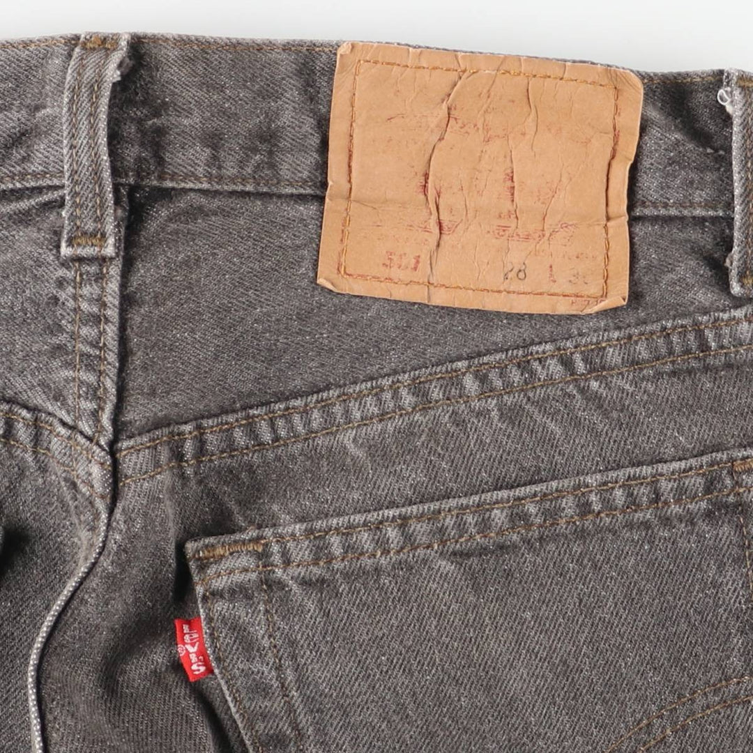 Vintage 90'S Levi's 501-0658 black denim straight-leg jeans, made in the USA, size L (w27), women's. cotton black type Vintage Second Hand