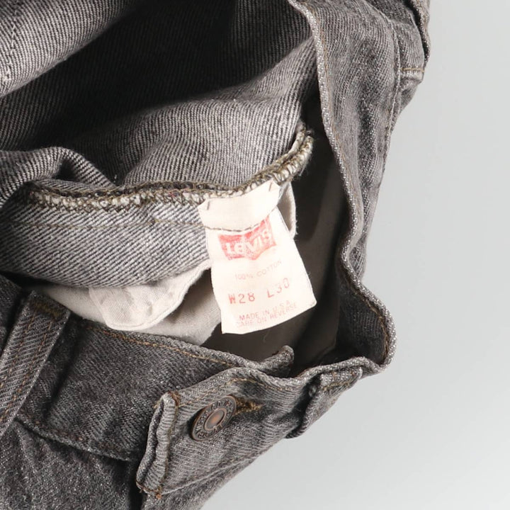 Vintage 90'S Levi's 501-0658 black denim straight-leg jeans, made in the USA, size L (w27), women's. cotton black type Vintage Second Hand