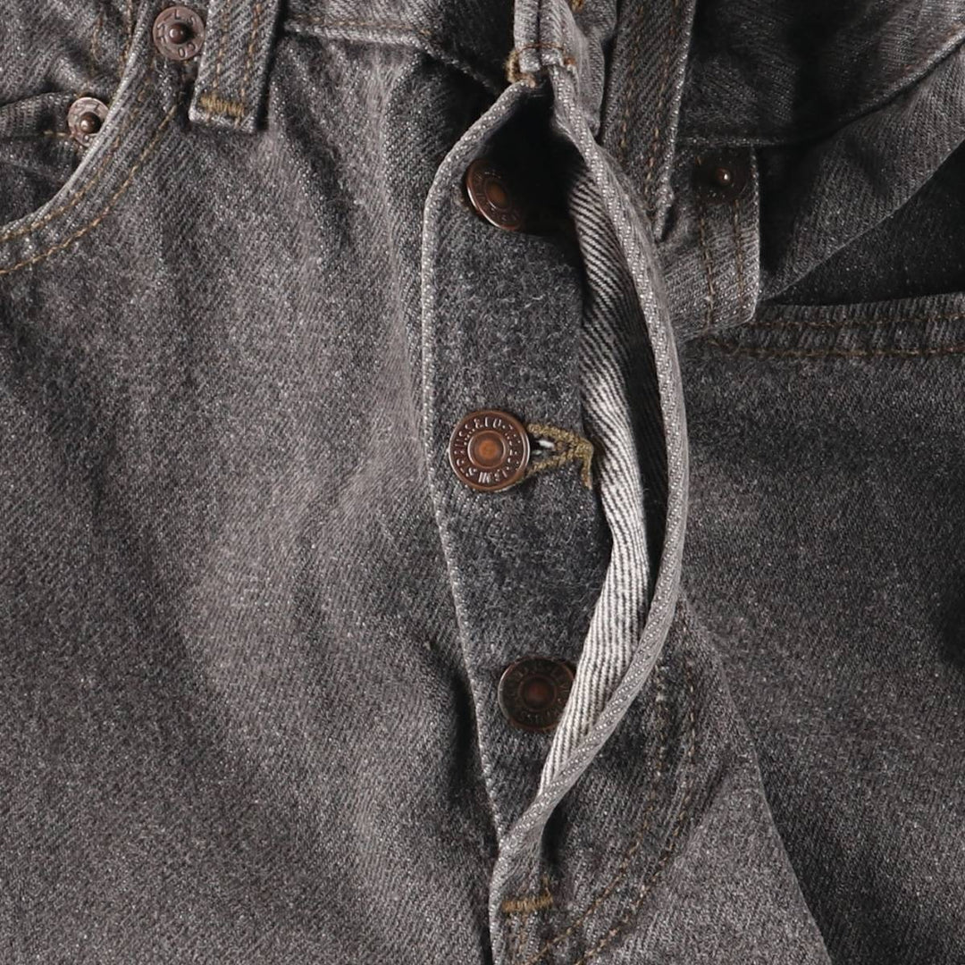 Vintage 90'S Levi's 501-0658 black denim straight-leg jeans, made in the USA, size L (w27), women's. cotton black type Vintage Second Hand
