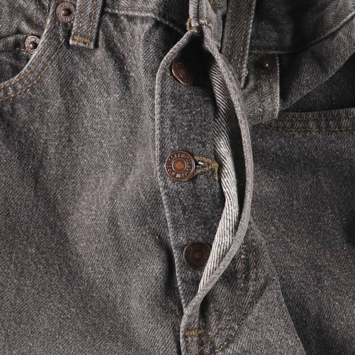 Vintage 90'S Levi's 501-0658 black denim straight-leg jeans, made in the USA, size L (w27), women's. cotton black type Vintage Second Hand