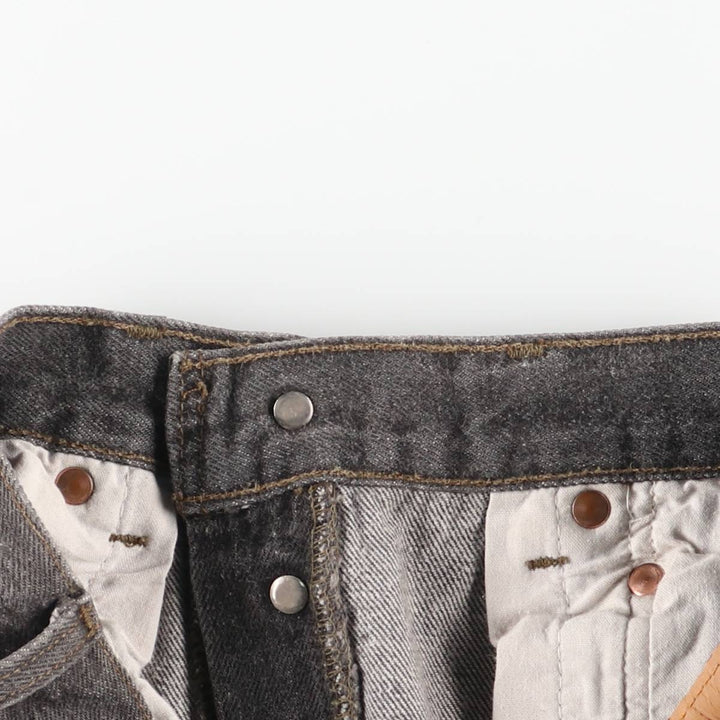 Vintage 90'S Levi's 501-0658 black denim straight-leg jeans, made in the USA, size L (w27), women's. cotton black type Vintage Second Hand