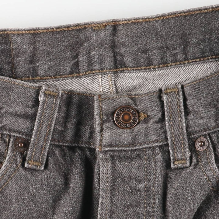 Vintage 90'S Levi's 501-0658 black denim straight-leg jeans, made in the USA, size L (w27), women's. cotton black type Vintage Second Hand