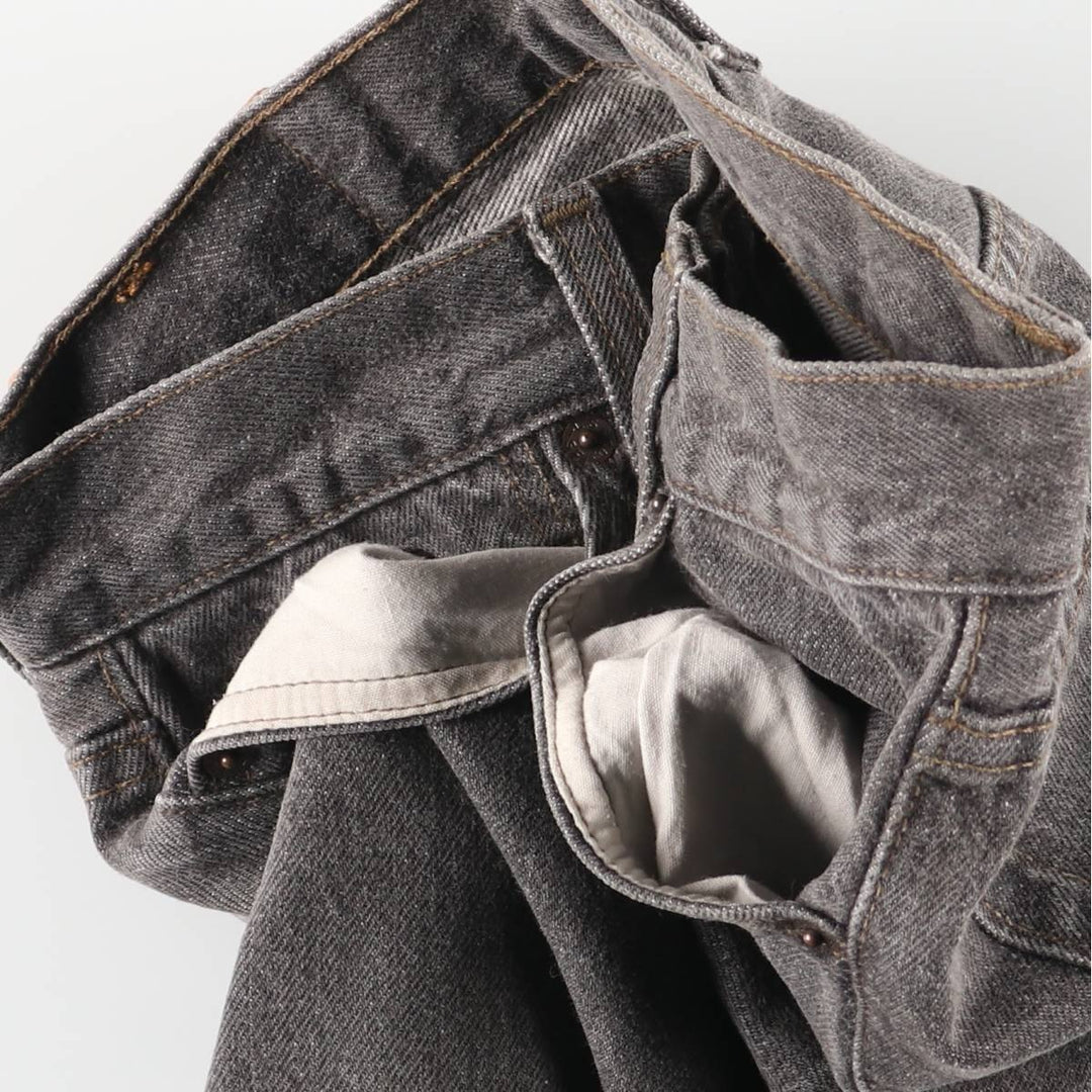 Vintage 90'S Levi's 501-0658 black denim straight-leg jeans, made in the USA, size L (w27), women's. cotton black type Vintage Second Hand