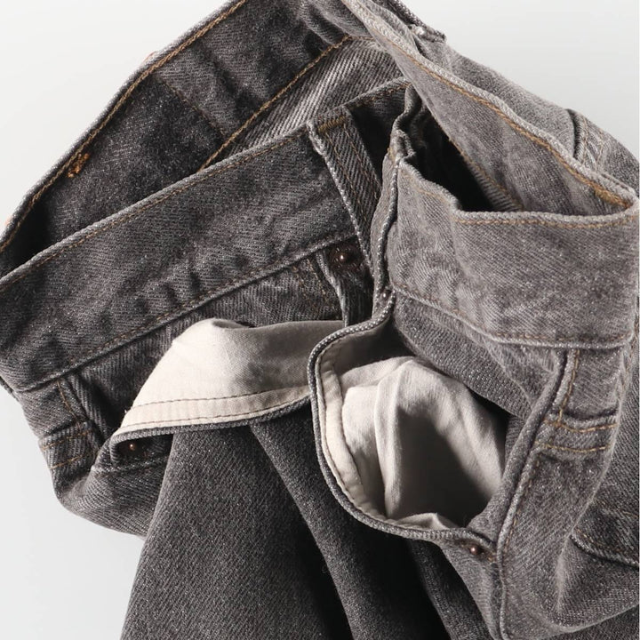 Vintage 90'S Levi's 501-0658 black denim straight-leg jeans, made in the USA, size L (w27), women's. cotton black type Vintage Second Hand