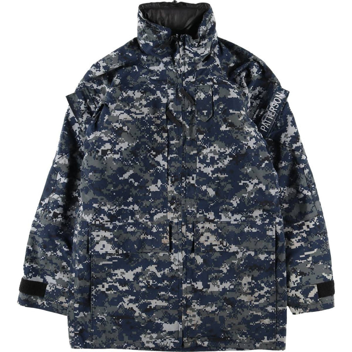 Authentic US military camouflage pattern NWU digital camo military Gore-Tex parka, made in the USA, small x-long, equivalent to men's size S Nylon navy blue type Vintage Second Hand