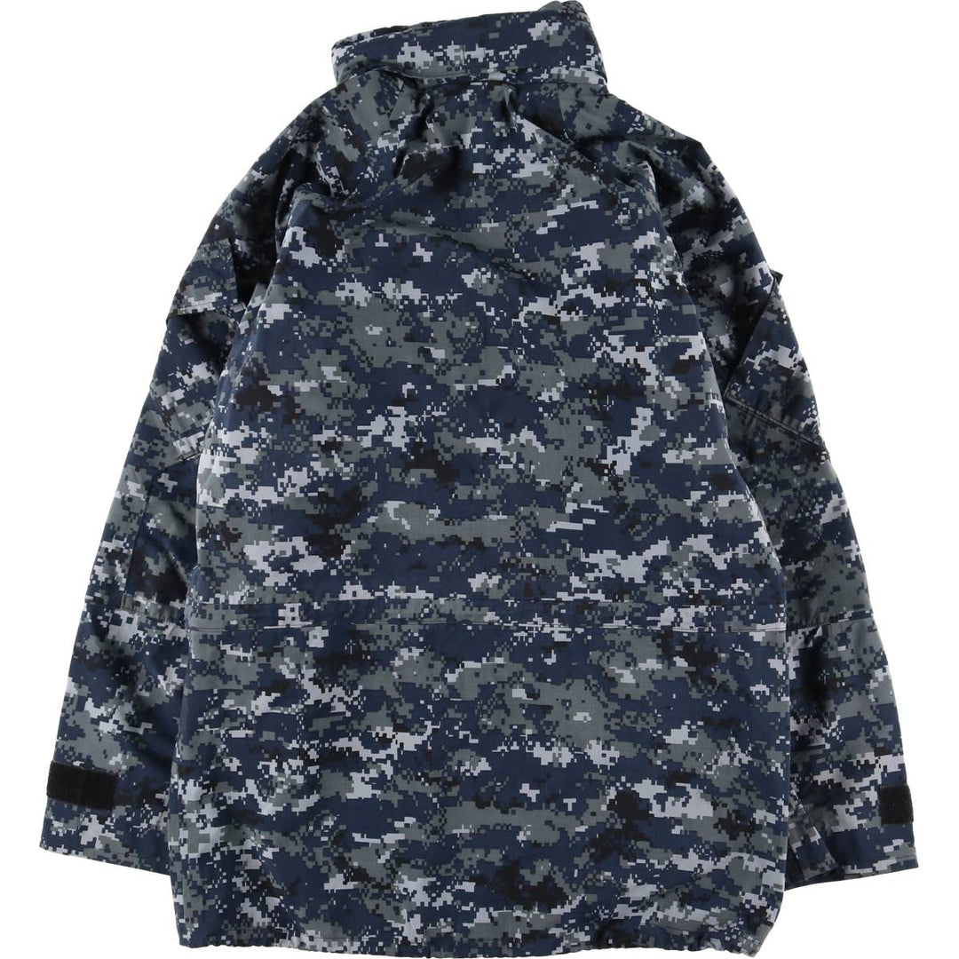 2000'S US Military Issue Camouflage Pattern NWU Digital Camo Military Gore-Tex Parka, Made in USA, Small-X-Long (Men's Size S equivalent) Nylon navy blue type Vintage Second Hand