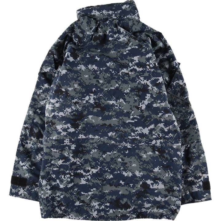 2000'S US Military Issue Camouflage Pattern NWU Digital Camo Military Gore-Tex Parka, Made in USA, Small-X-Long (Men's Size S equivalent) Nylon navy blue type Vintage Second Hand