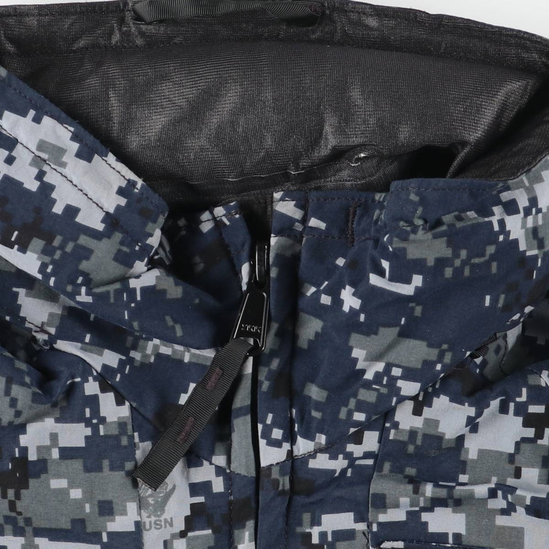 2000'S US Military Issue Camouflage Pattern NWU Digital Camo Military Gore-Tex Parka, Made in USA, Small-X-Long (Men's Size S equivalent) Nylon navy blue type Vintage Second Hand