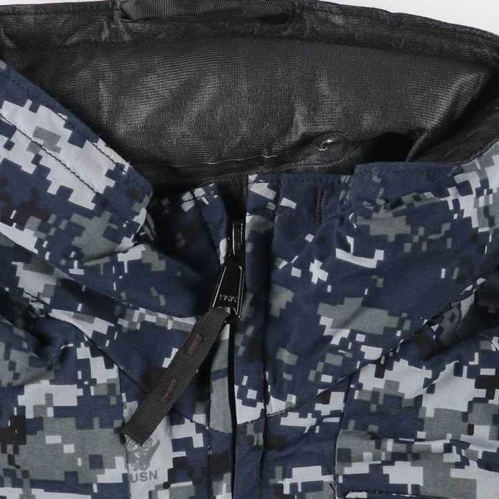 2000'S US Military Issue Camouflage Pattern NWU Digital Camo Military Gore-Tex Parka, Made in USA, Small-X-Long (Men's Size S equivalent) Nylon navy blue type Vintage Second Hand
