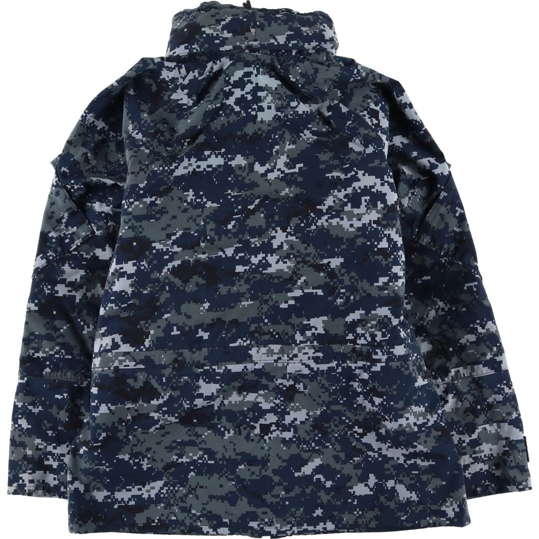 Genuine US Navy Working Jacket, Camouflage Pattern, Military Gore-Tex Parka, Small X-Short (Men's Size S equivalent) Nylon navy blue type Vintage Second Hand