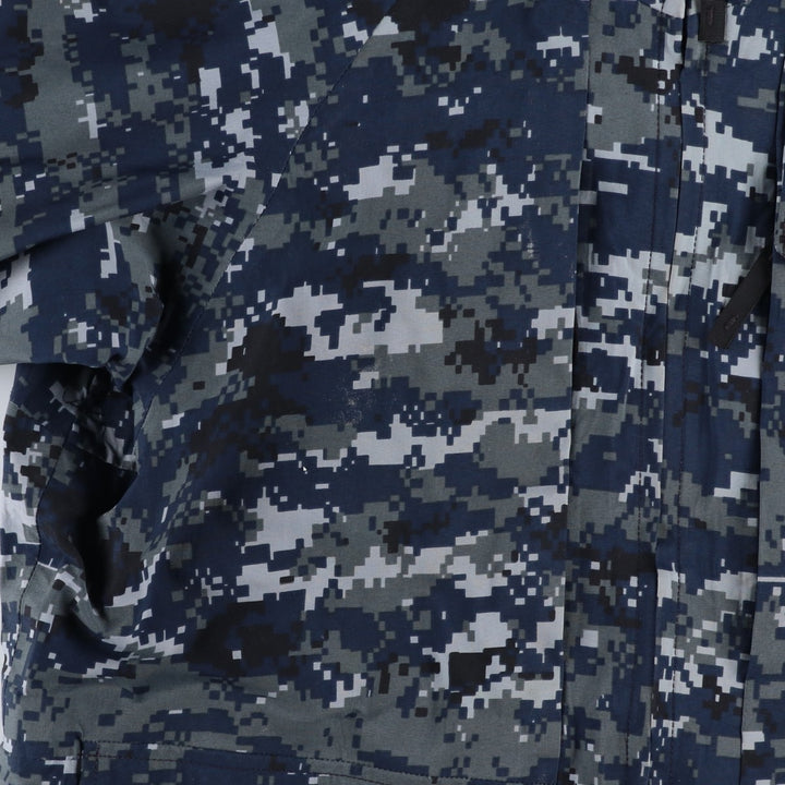 Genuine US Navy Working Jacket, Camouflage Pattern, Military Gore-Tex Parka, Small X-Short (Men's Size S equivalent) Nylon navy blue type Vintage Second Hand
