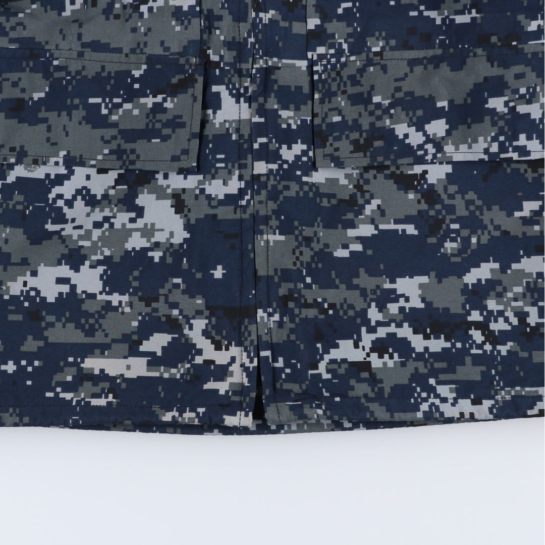 Genuine US Navy Working Jacket, Camouflage Pattern, Military Gore-Tex Parka, Small X-Short (Men's Size S equivalent) Nylon navy blue type Vintage Second Hand