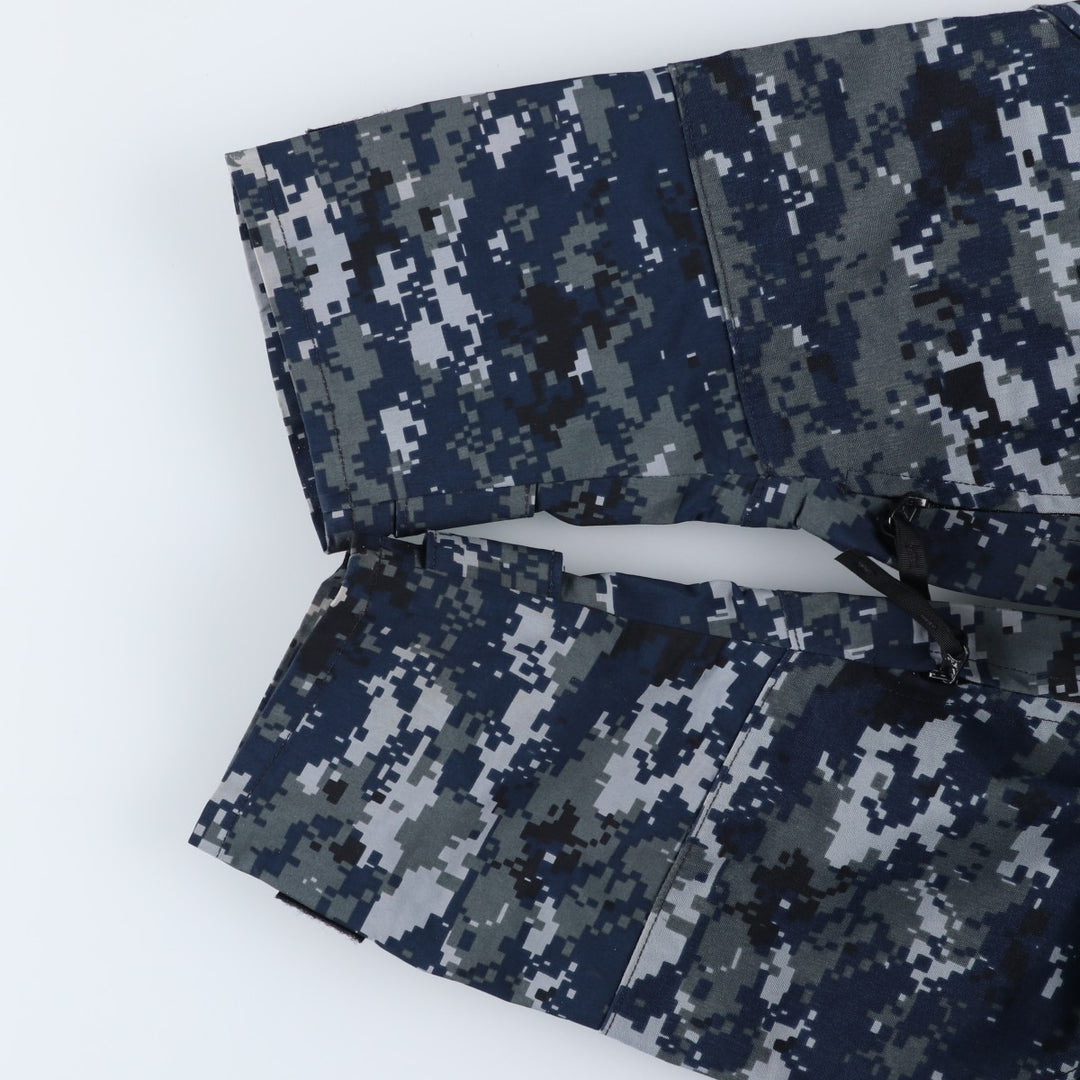 Genuine US Navy Working Jacket, Camouflage Pattern, Military Gore-Tex Parka, Small X-Short (Men's Size S equivalent) Nylon navy blue type Vintage Second Hand