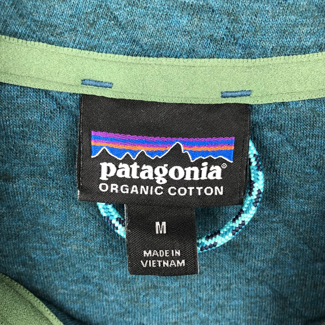 Patagonia Organic Cotton Diamond Quilted Snap-T Sweatshirt 25281FA17 (Women's Size M) cotton turquoise blue Vintage Second Hand