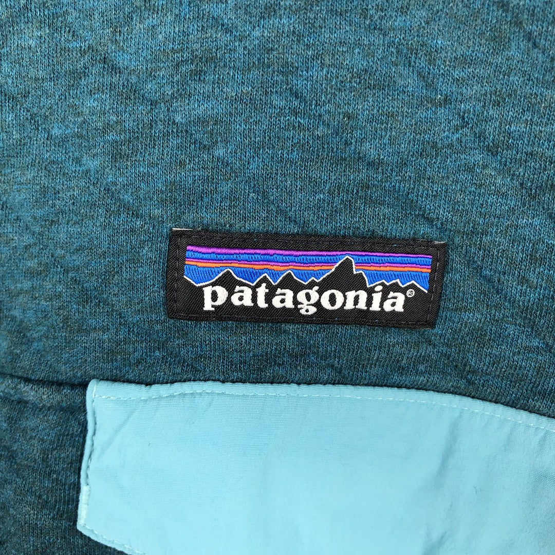 Patagonia Organic Cotton Diamond Quilted Snap-T Sweatshirt 25281FA17 (Women's Size M) cotton turquoise blue Vintage Second Hand