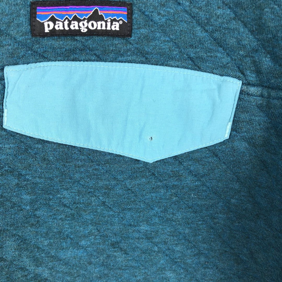 Patagonia Organic Cotton Diamond Quilted Snap-T Sweatshirt 25281FA17 (Women's Size M) cotton turquoise blue Vintage Second Hand