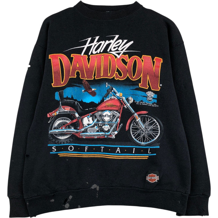 1980'S Harley-Davidson Advertising Sweatshirt, Women's Size L (approx.), Vintage unclear black type Vintage Second Hand