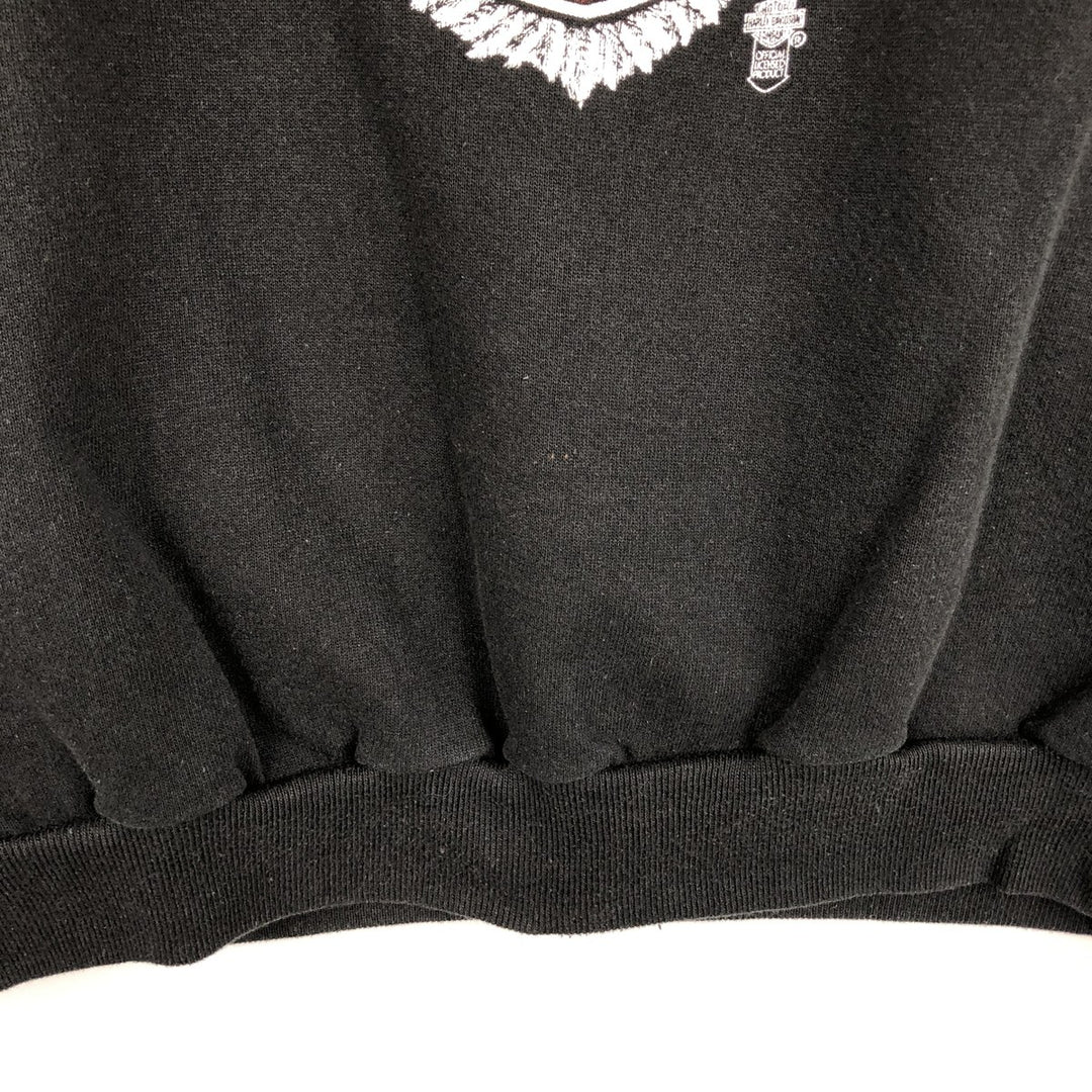 Harley-Davidson Eagle and Stars and Stripes Print Cut-Off Advertising Sweatshirt (Women's Size L) unclear black type Vintage Second Hand