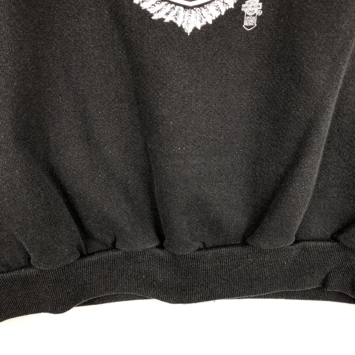 Harley-Davidson Eagle and Stars and Stripes Print Cut-Off Advertising Sweatshirt (Women's Size L) unclear black type Vintage Second Hand