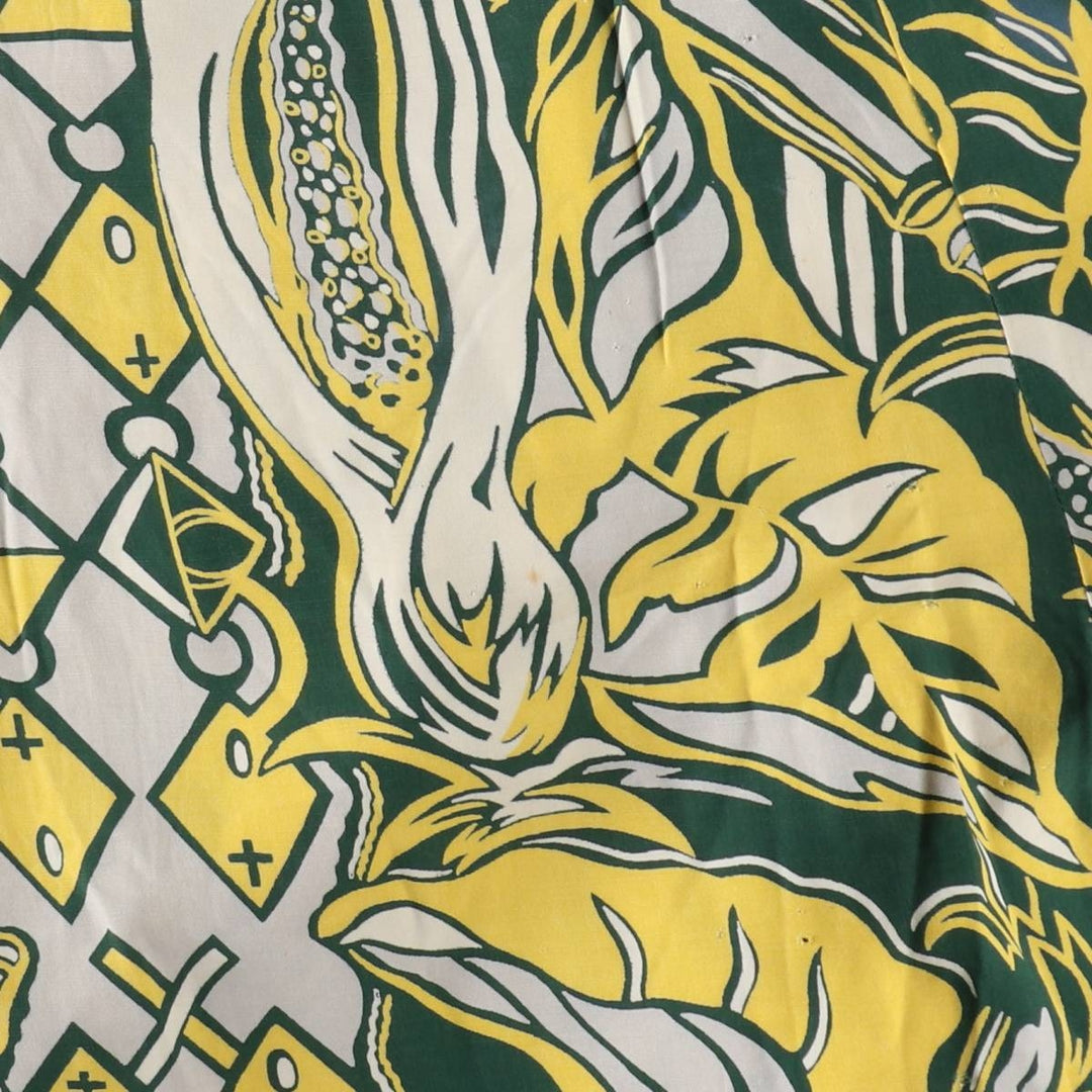 1940s-era SURFRIDERS SPORTSWEAR all-over print long sleeveless flared dress muumuu (women's size S equivalent) vintage unclear green type Vintage Second Hand