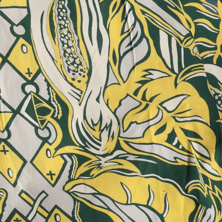 1940s-era SURFRIDERS SPORTSWEAR all-over print long sleeveless flared dress muumuu (women's size S equivalent) vintage unclear green type Vintage Second Hand