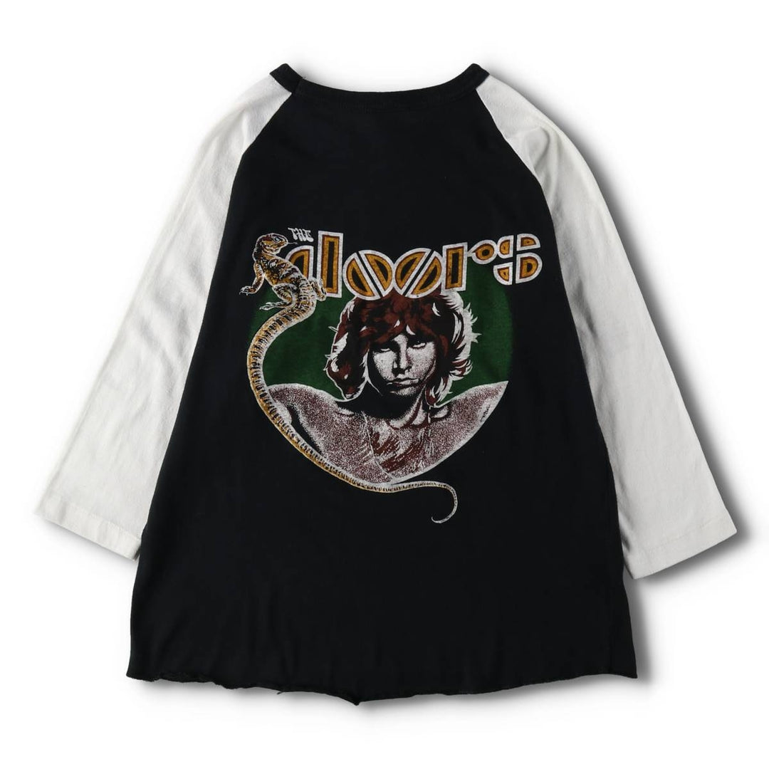 80'S NU WEST JIM MORRISON Jim Morrison 3/4 Sleeve Raglan Band T-Shirt, Made in Canada, Women's Size S (Equivalent), Vintage polyester black type Vintage Second Hand