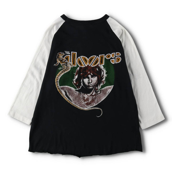 80'S NU WEST JIM MORRISON Jim Morrison 3/4 Sleeve Raglan Band T-Shirt, Made in Canada, Women's Size S (Equivalent), Vintage polyester black type Vintage Second Hand