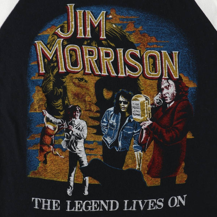 80'S NU WEST JIM MORRISON Jim Morrison 3/4 Sleeve Raglan Band T-Shirt, Made in Canada, Women's Size S (Equivalent), Vintage polyester black type Vintage Second Hand